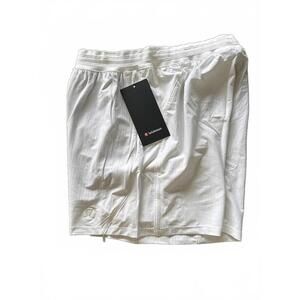 Striped Mesh Tennis Short 5" - White